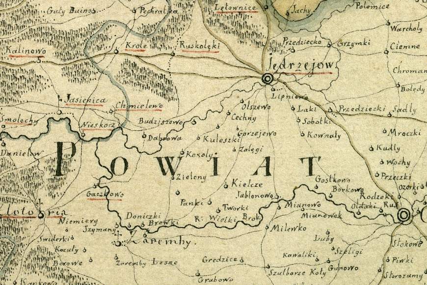 Fragment mapy Mazowsza z XVII wieku